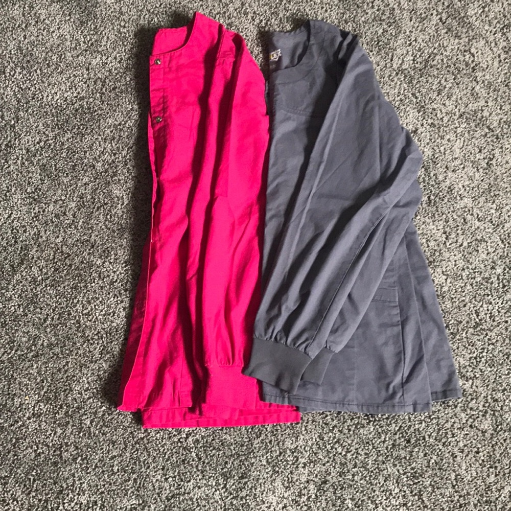 Long sleeve button down scrub top